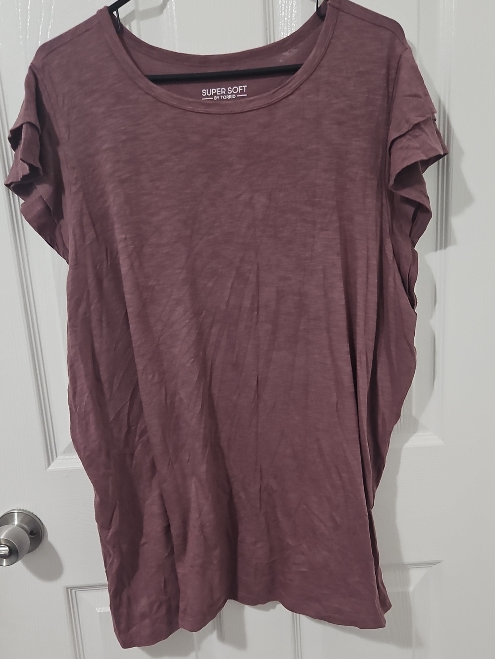 Torrid Super Soft Slub Jersey Double Ruffle Sleeve Tee Mauve Size 3 / 3X